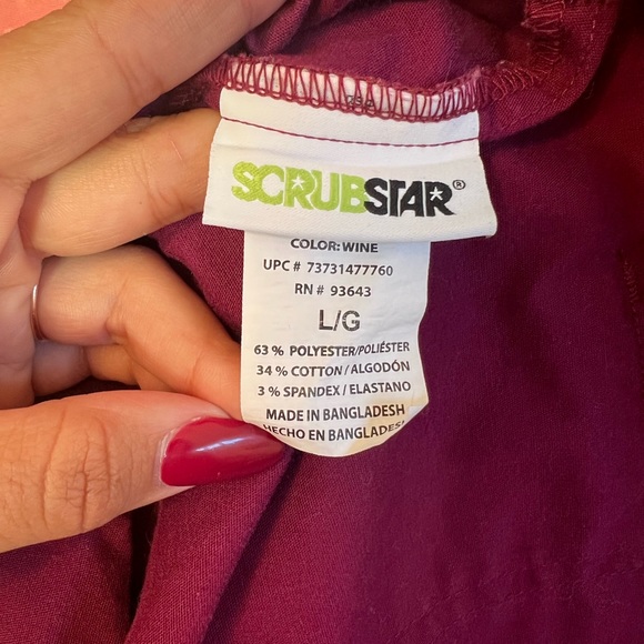 Scrubstar Maroon Scrub Top / Bottom size Large - Picture 8 of 8